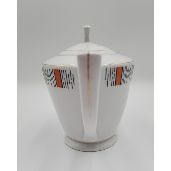 MCM HTF Rare Retro Design Green Orange Made In China Tea Pitcher Porcelain White - Picture 4 of 13